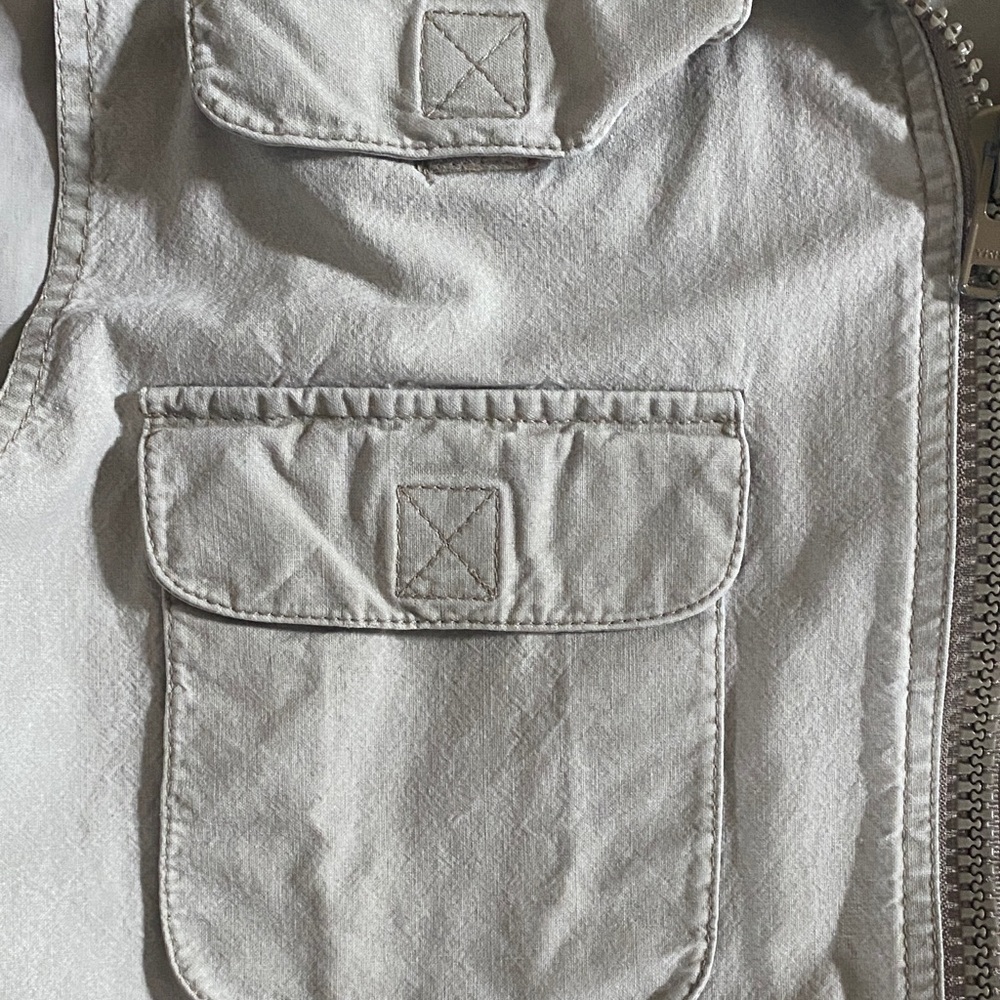 Vintage Banana Republic Safari Utility Vest Hidden Hood Khaki Cotton 80s S - Picture 5 of 12